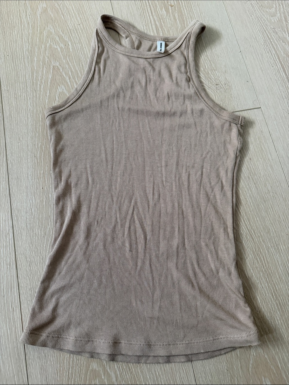 Sunday Best Aritzia Ribbed Tank Top in Taupe/Beige